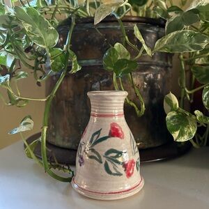 Studio Pottery Floral Ceramic Bud Vase Artist Signed